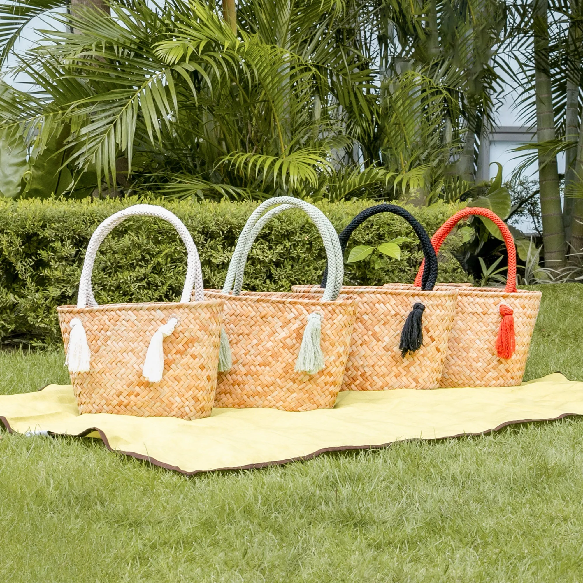 Sage Seagrass Tote Bag with Wrapped Handles - Market Tote | LIKHÂ