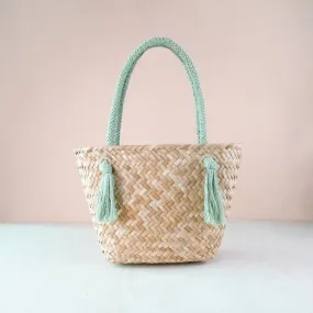 Sage Seagrass Tote Bag with Wrapped Handles - Market Tote | LIKHÂ