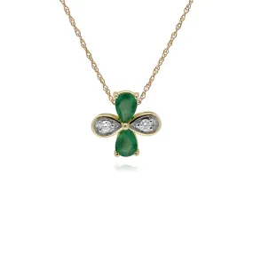 Saphir Collier, 9 CT Saphir or Jaune & Diamant Floral Pendentif sur 45cm Chaîne