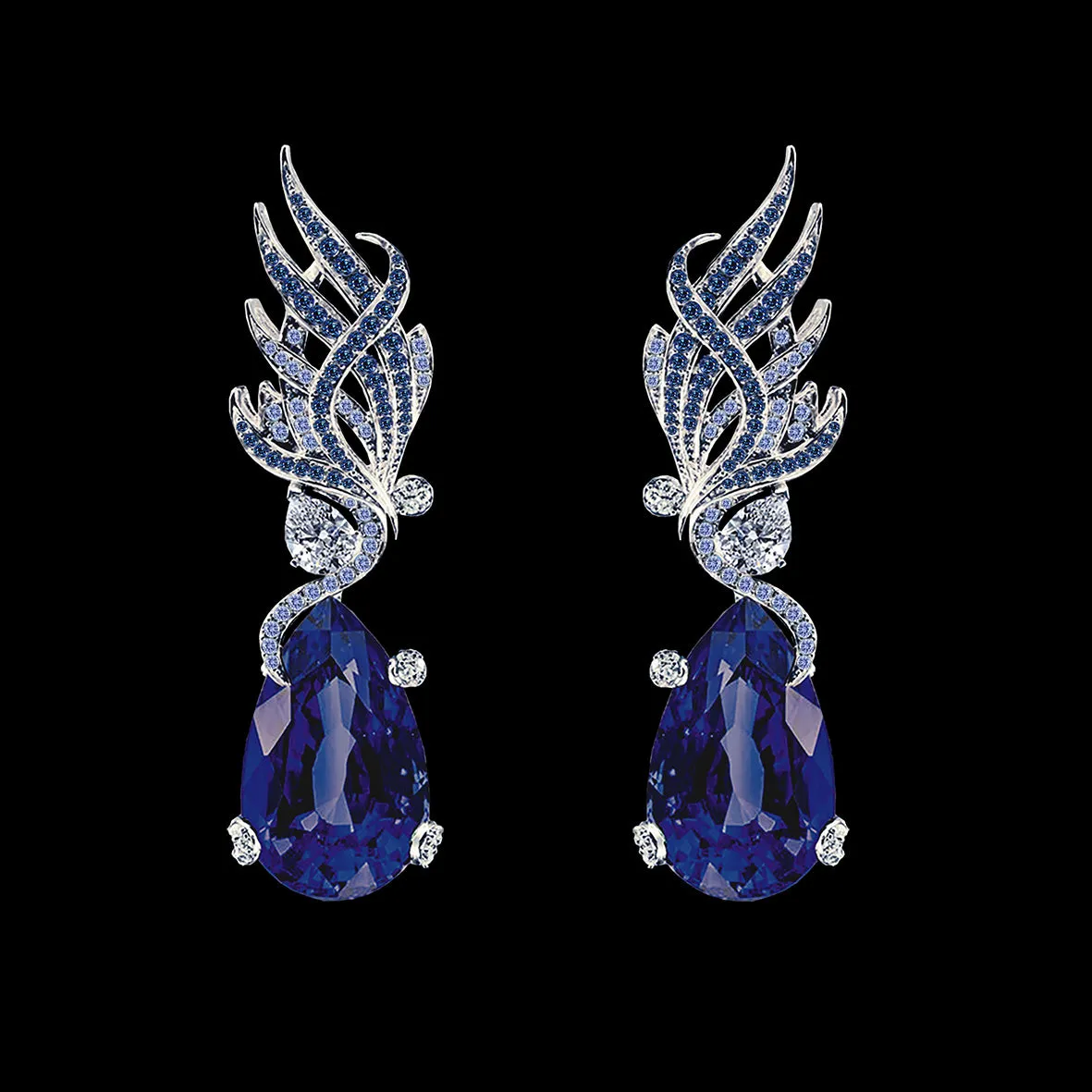 Sapphire Feather Earrings