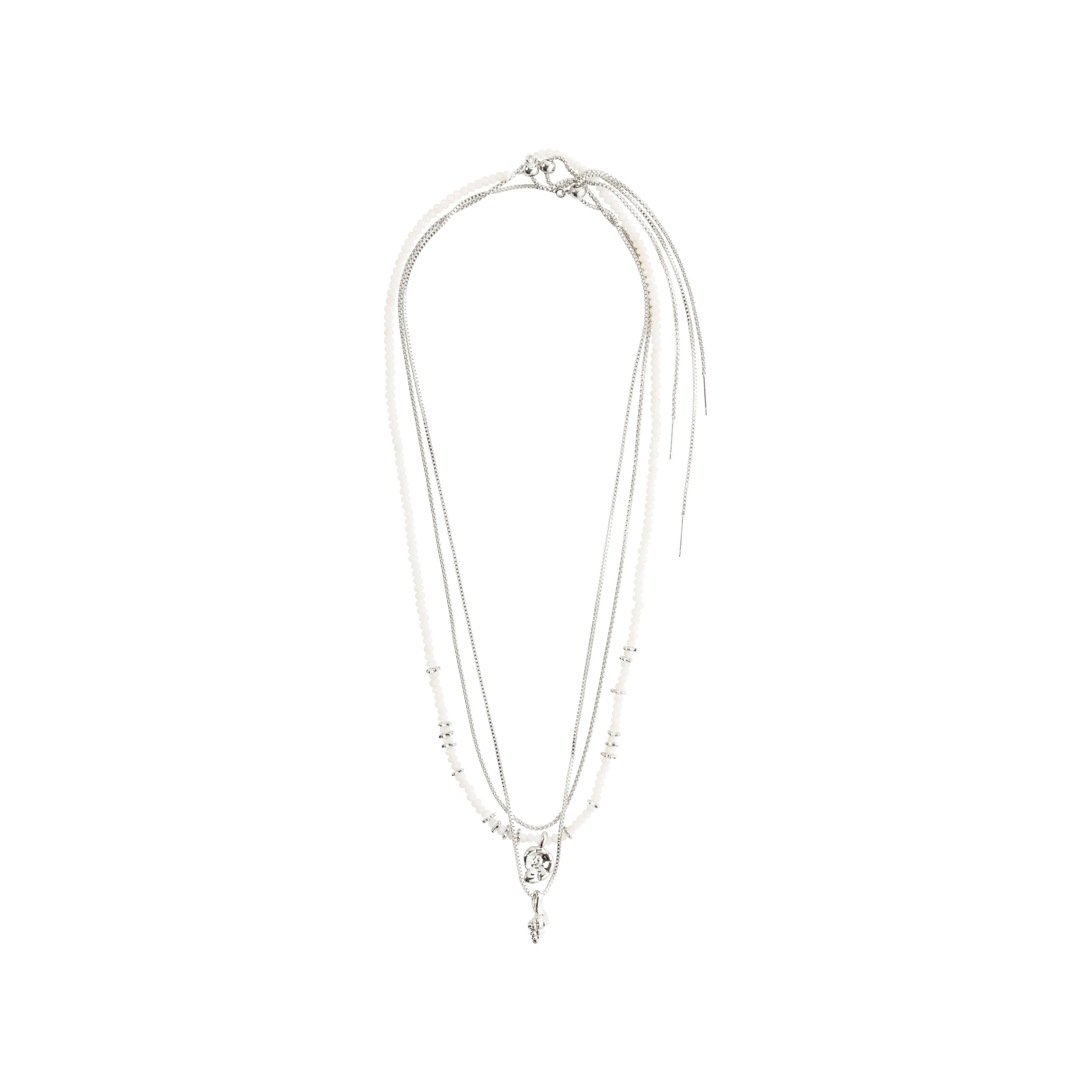 SEA necklace, 3-in-1 set, white/silver-plated