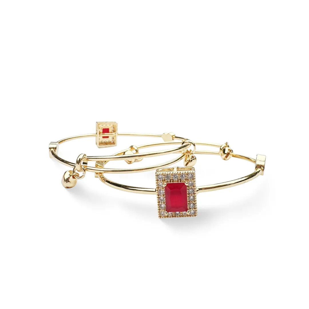 (Set of 2) Square Crystal Bracelet  Set - 03