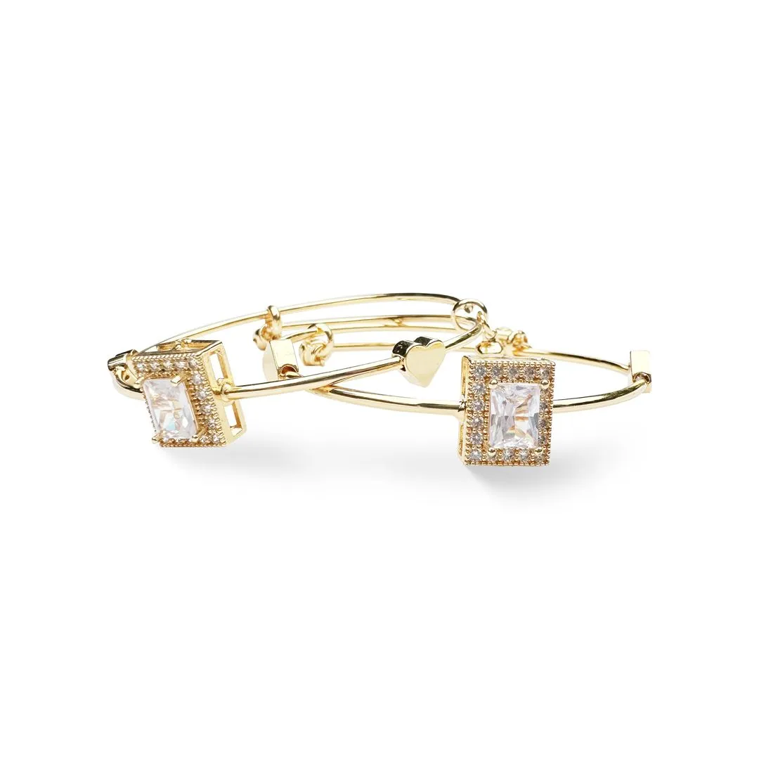 (Set of 2) Square Crystal Bracelet  Set - 03