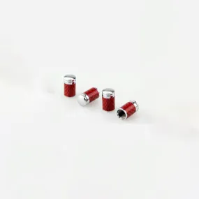 (Set of 4pcs) Red Carbon Fiber CAR Airtight Wheel Tire Air Valve Caps Stem Cover