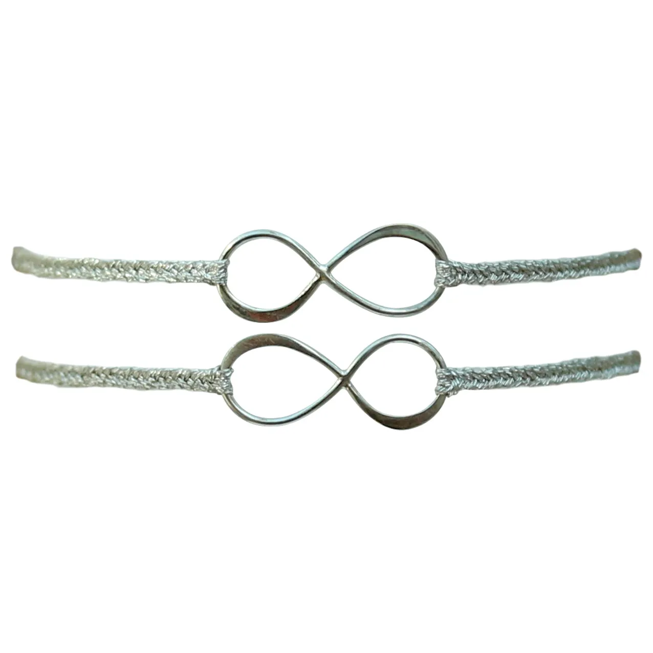 SET OF TWO INFINITY CHARM BRACELETS IN SILVER