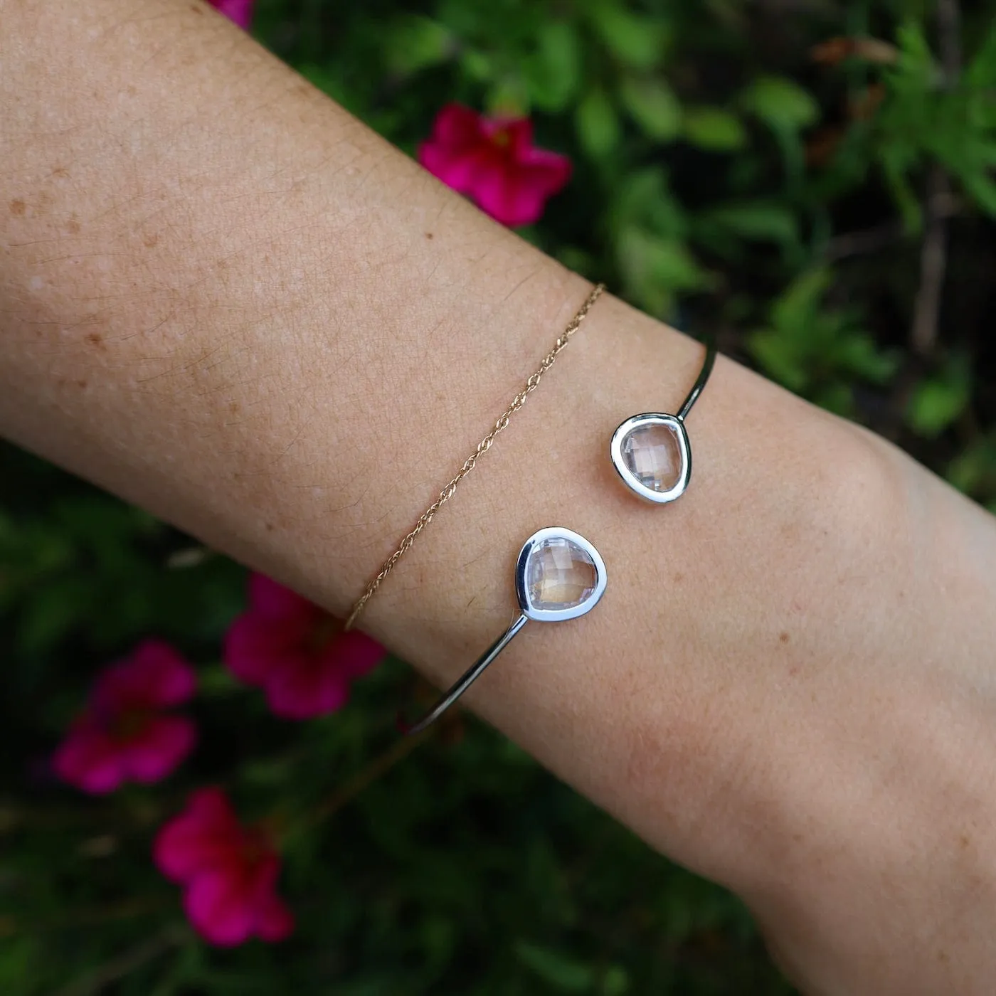 Silver Double Clear Crystal Bracelet