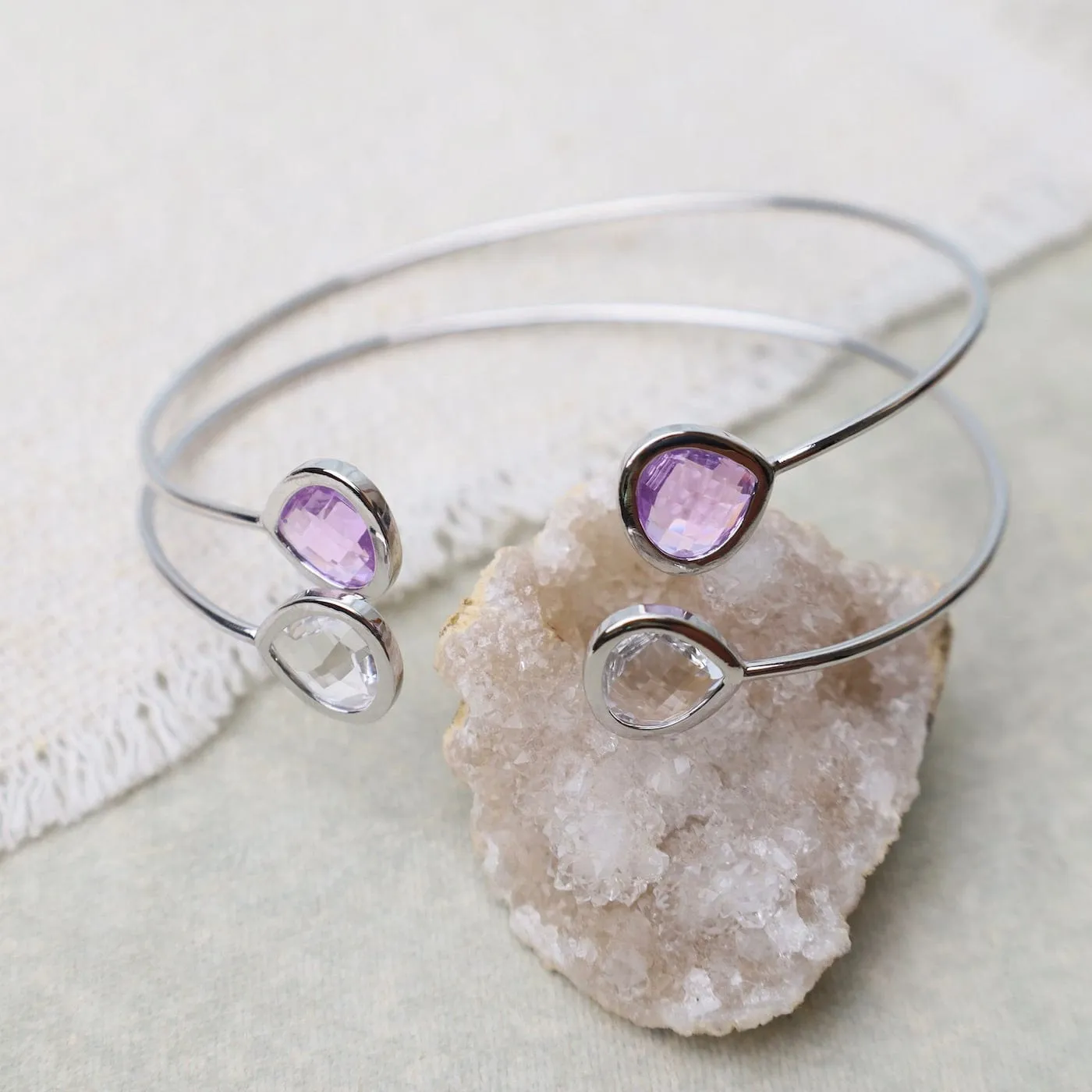 Silver Double Clear Crystal Bracelet