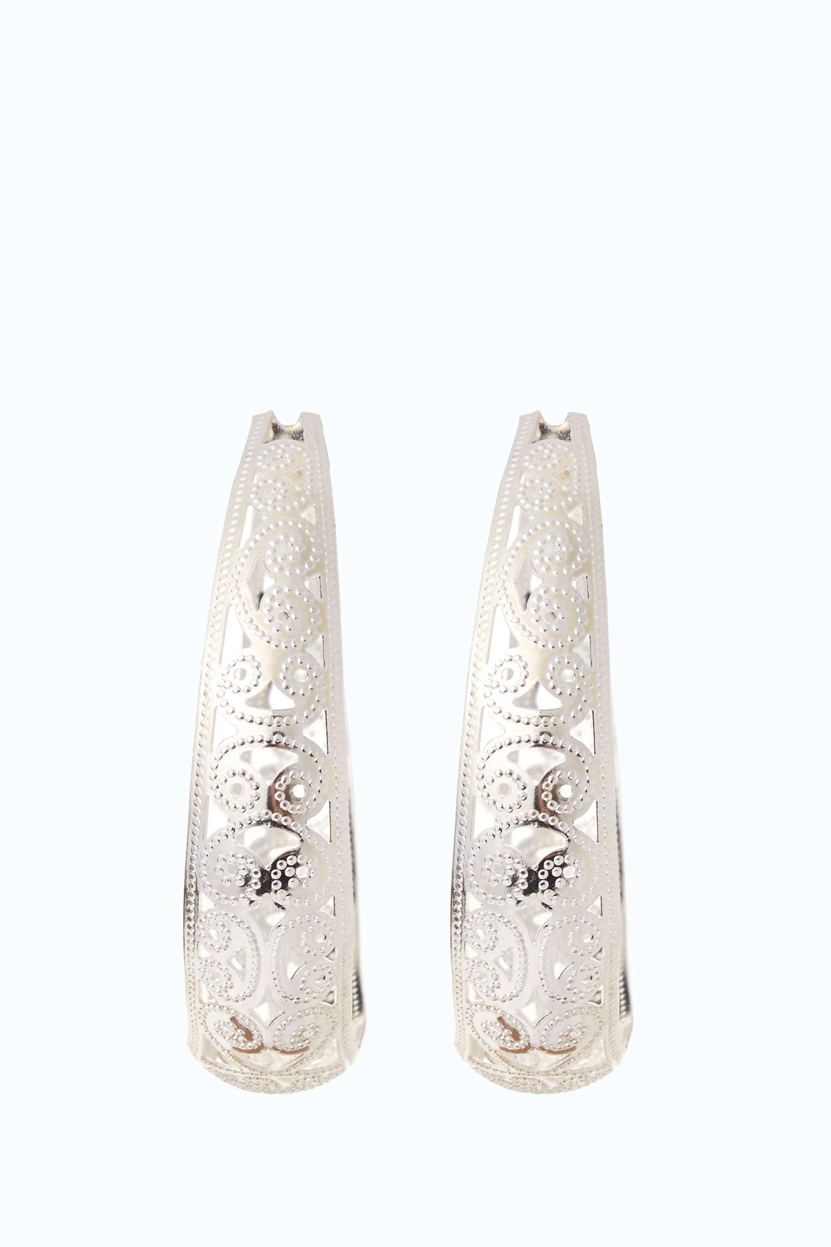 Silver Filigree Hoop Earrings