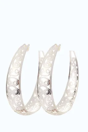 Silver Filigree Hoop Earrings