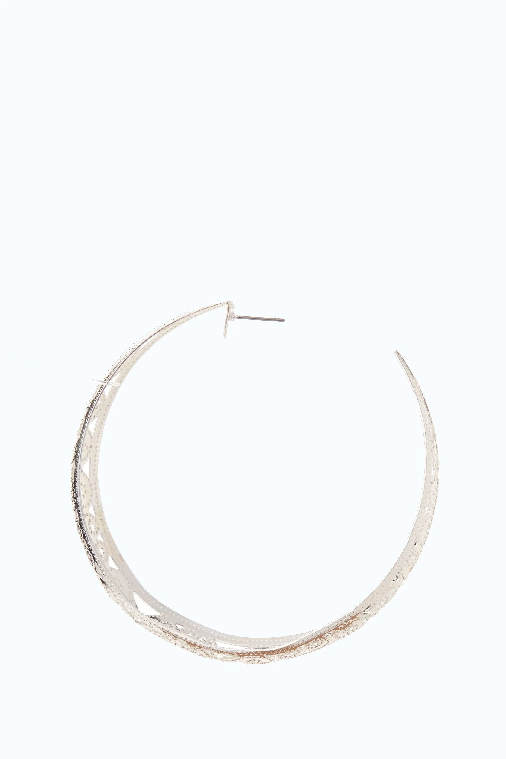 Silver Filigree Hoop Earrings