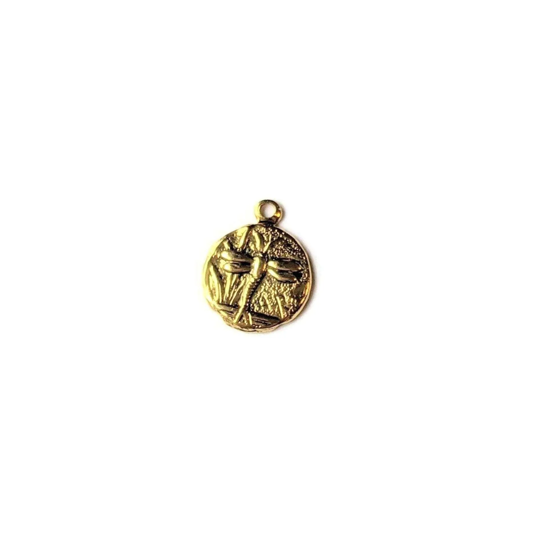 Small Gold Dragonfly Disc Charm
