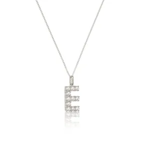 Solid White Gold Pearl Initial Letter Necklace