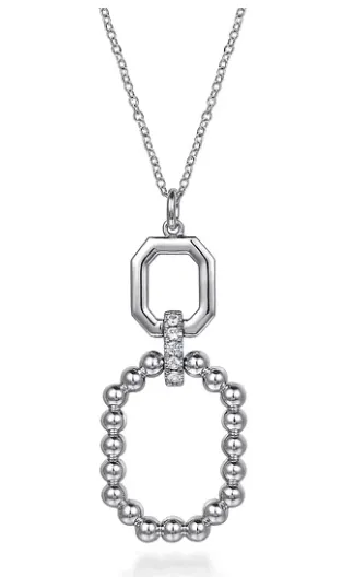 SS Octagon 0.21cttw White Sapphire Bujukan Drop Pendant Necklace by Gabriel