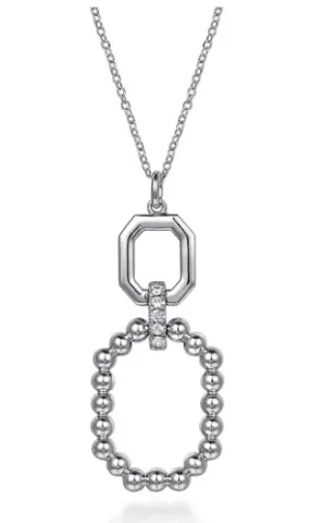 SS Octagon 0.21cttw White Sapphire Bujukan Drop Pendant Necklace by Gabriel