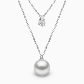 Starlight 18K Gold South Sea Pearl and Suspended Diamond Necklace