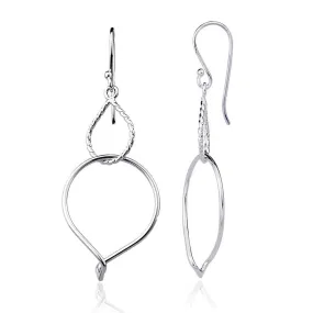 Sterling Silver Double Twisted Teardrop Dangling Earrings
