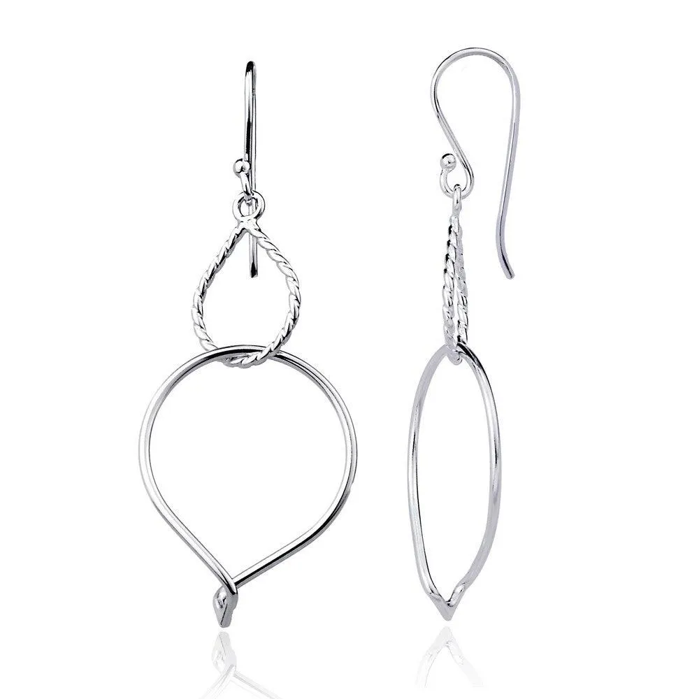 Sterling Silver Double Twisted Teardrop Dangling Earrings