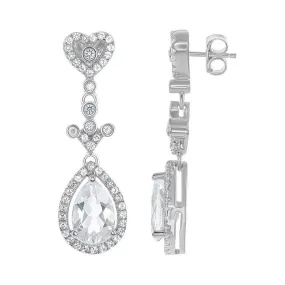 Sterling Silver Heart Teardrop Bridal Earrings