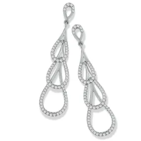 Sterling Silver Multi Drop Teardrop CZ Stud Earrings