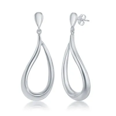 Sterling Silver Teardrop Dangling Earrings (92136)