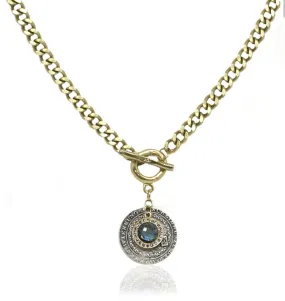 Tat2 Designs GOLD TOGGLE GEORGE LL LABRADORITE CHARM NECKLACE