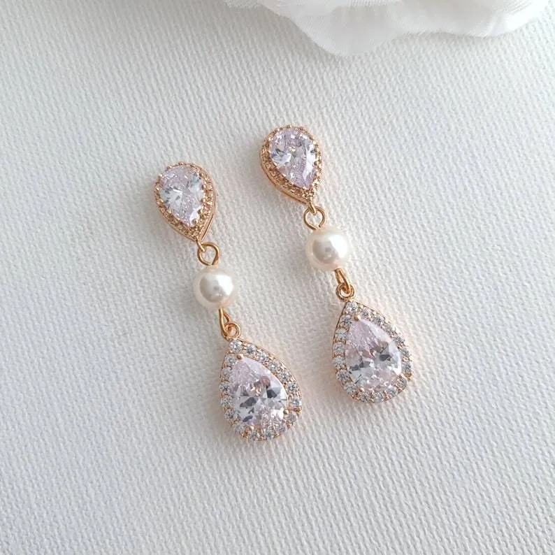 Teardrop Bridal Earrings-Emma