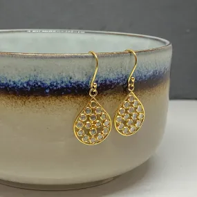 Teardrop Gold Vermeil and Herkimer Diamond Earrings