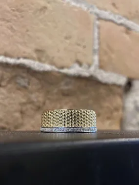 Textured Two-Tone Ring with White Sapphire Accents