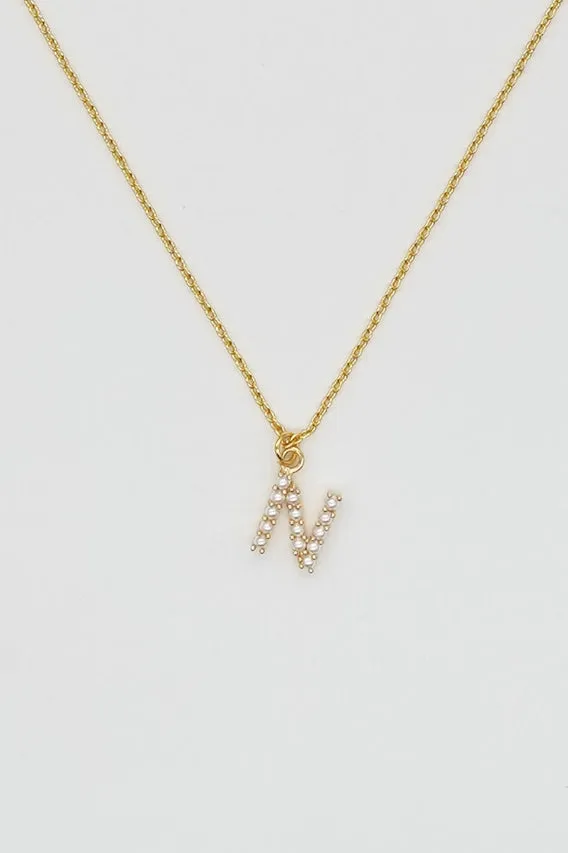 The Dainty Love Pearl Initial Necklace