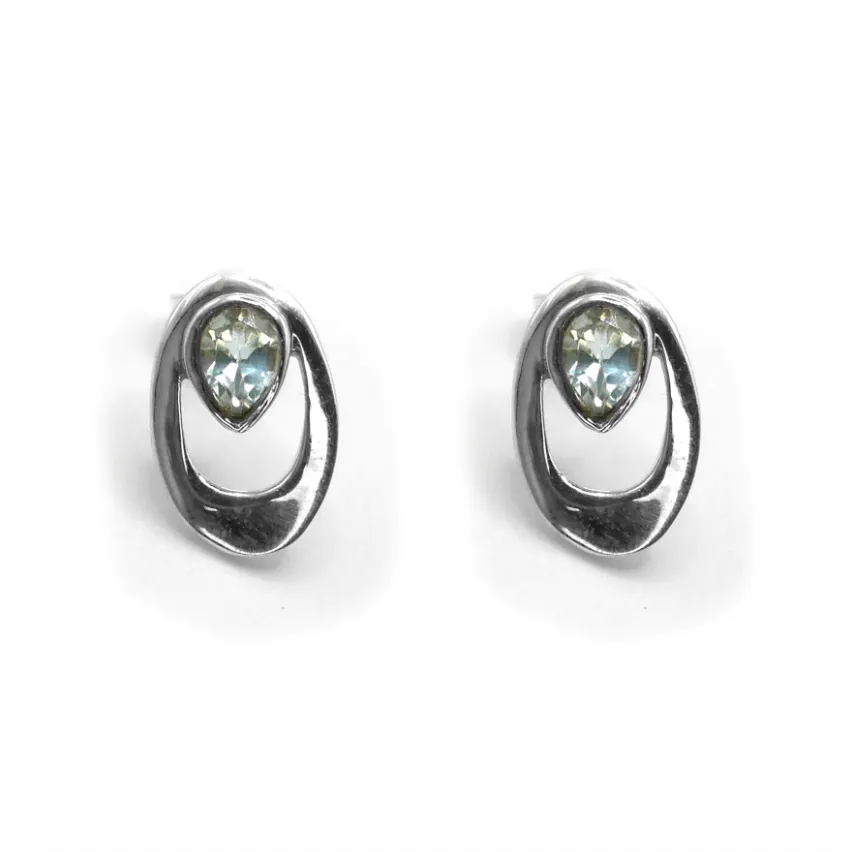 Topaz Oval Framed Studs