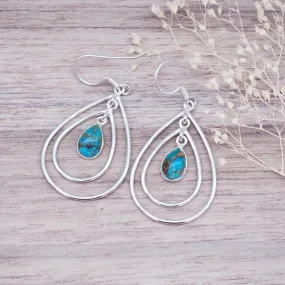 Triple Teardrop Copper Turquoise Earrings