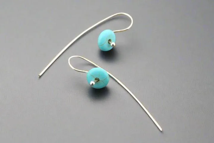Turquoise button earring - sterling silver