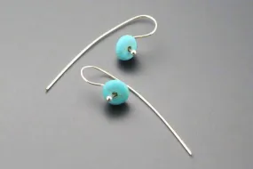 Turquoise button earring - sterling silver