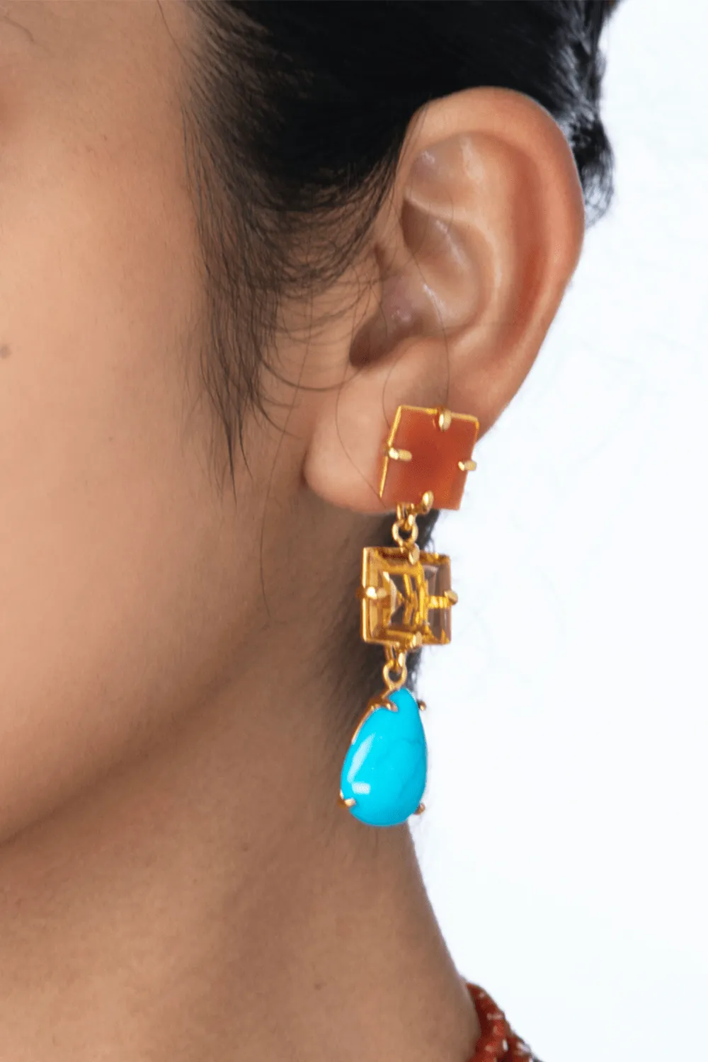 Turquoise Square Drop Earrings