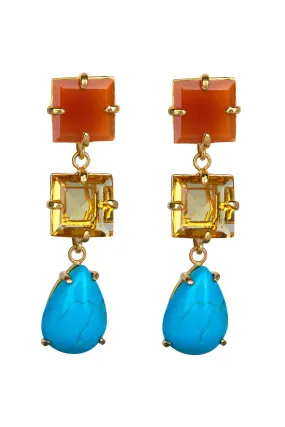 Turquoise Square Drop Earrings