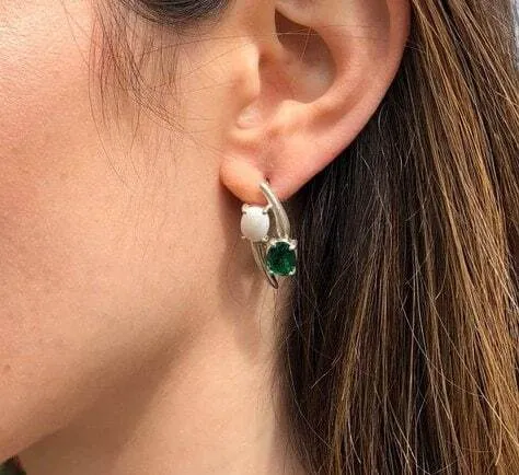 Two Stone Diamond Earrings - Sparkly Vintage Earrings - Clear Drop Earrings