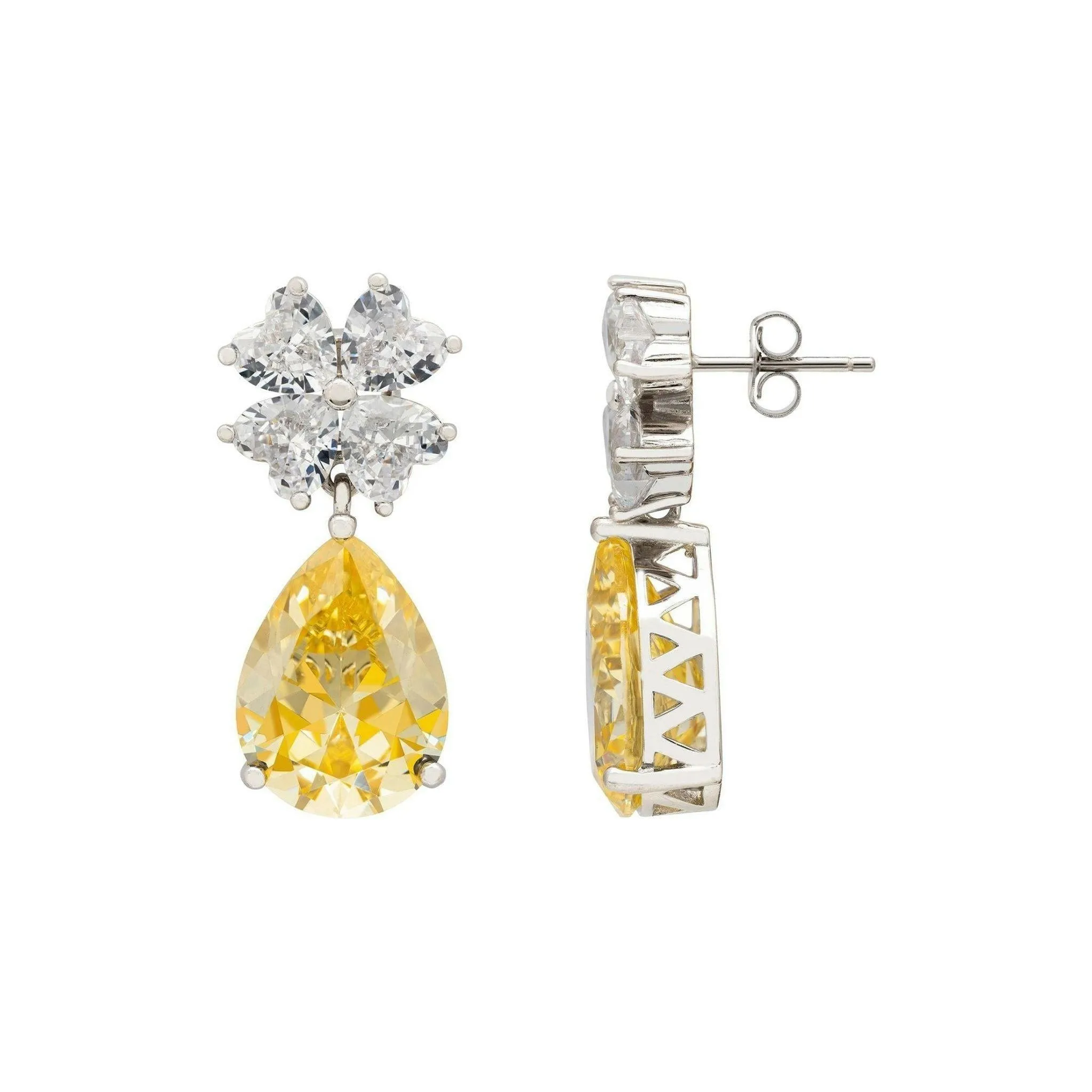 Victoria Teardrop Earrings Silver Yellow Topaz