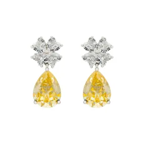 Victoria Teardrop Earrings Silver Yellow Topaz