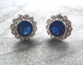 Victorian Sapphire Earrings - Blue Elegant Earrings - Vintage Flower Earrings