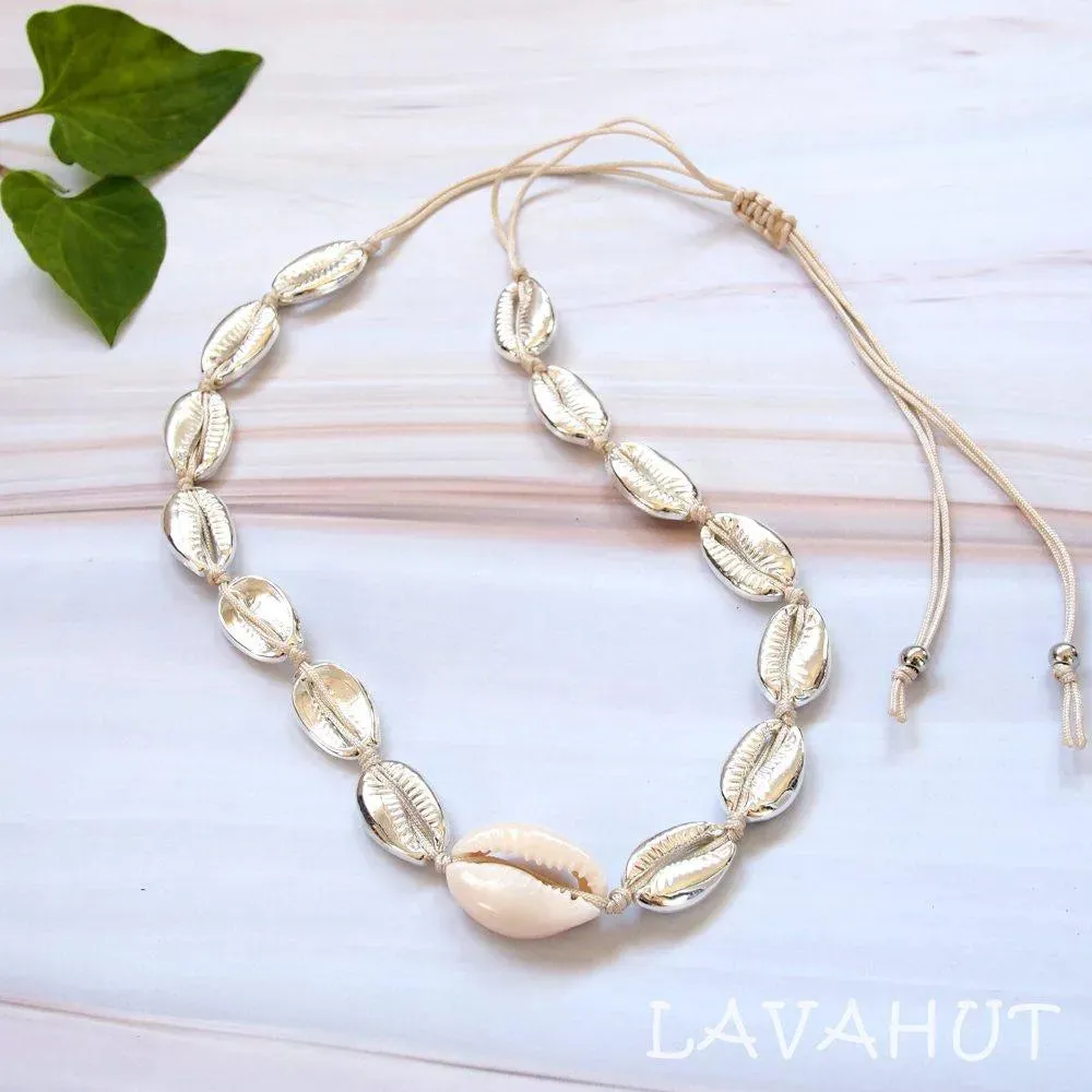 Waikiki Cowry Silver Hawaiian Necklace
