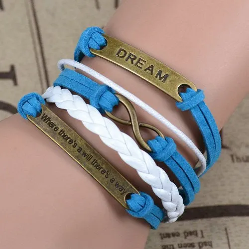 Where There's a Will There's a Way Handmade Infinity Anchor Rudder Charm Bracelet Multilayer Woven Women Men Bracelet