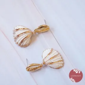 White Ark Seashell Post Earrings