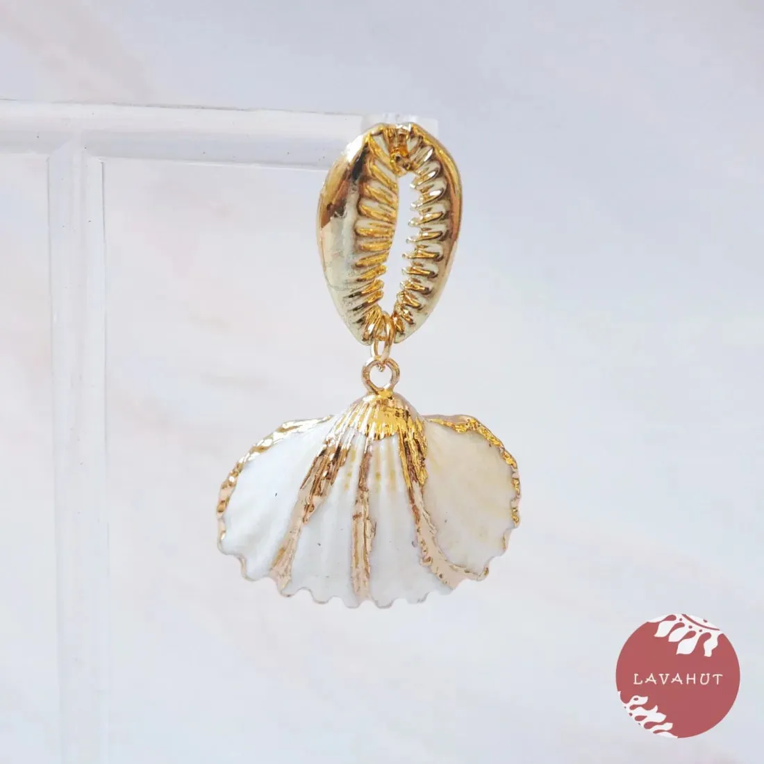 White Ark Seashell Post Earrings