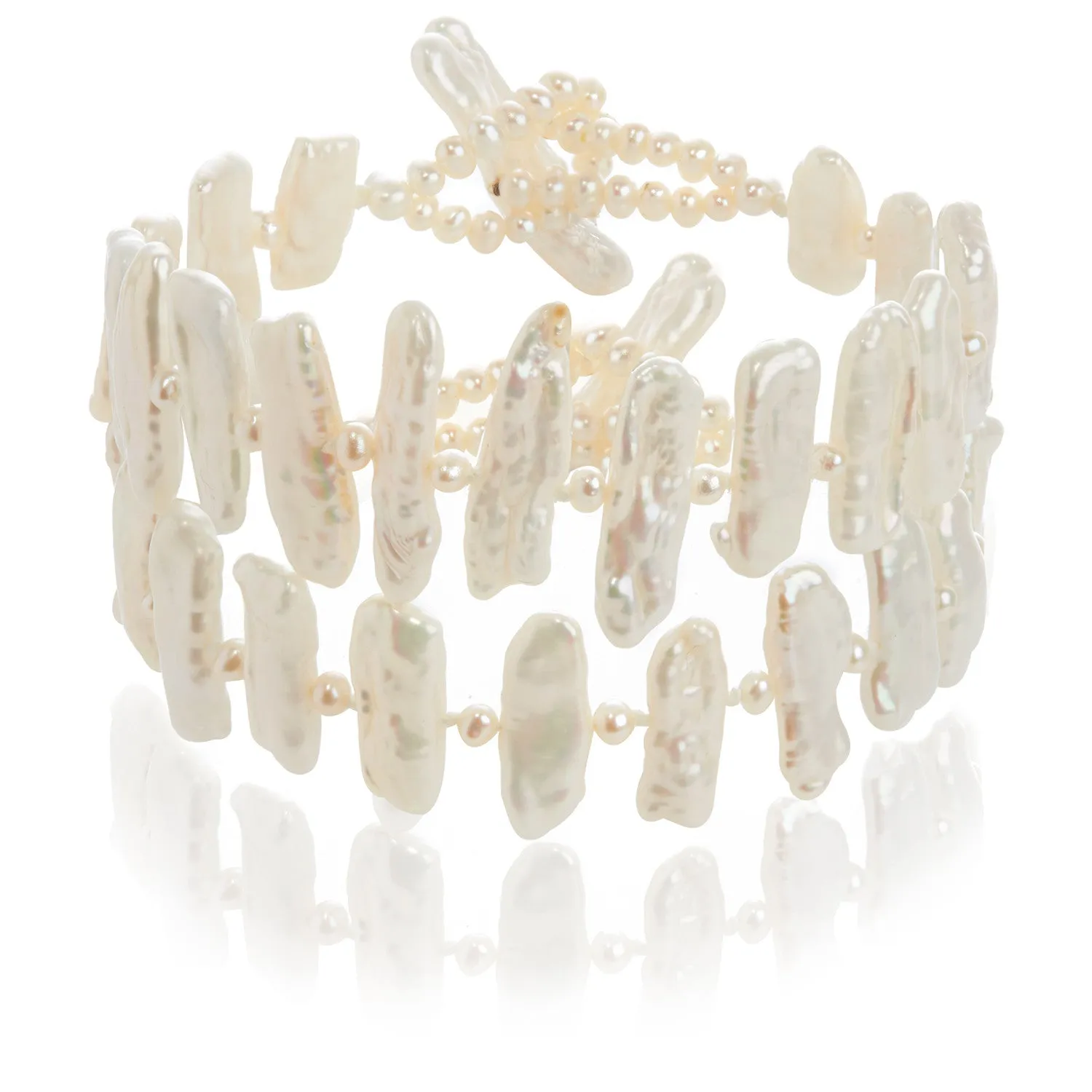 White Baroque Freshwater Pearl Double Strand Bracelet