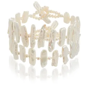 White Baroque Freshwater Pearl Double Strand Bracelet