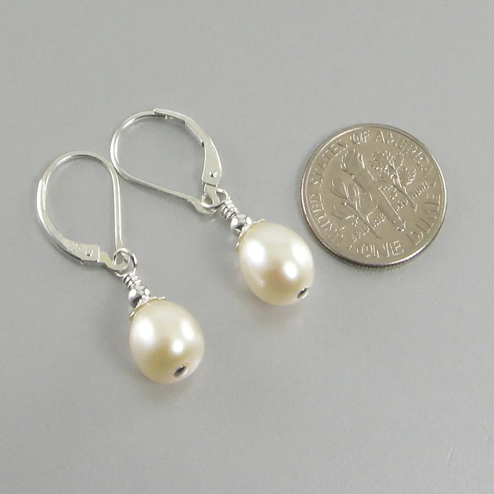 White Freshwater Teardrop Pearl Earrings