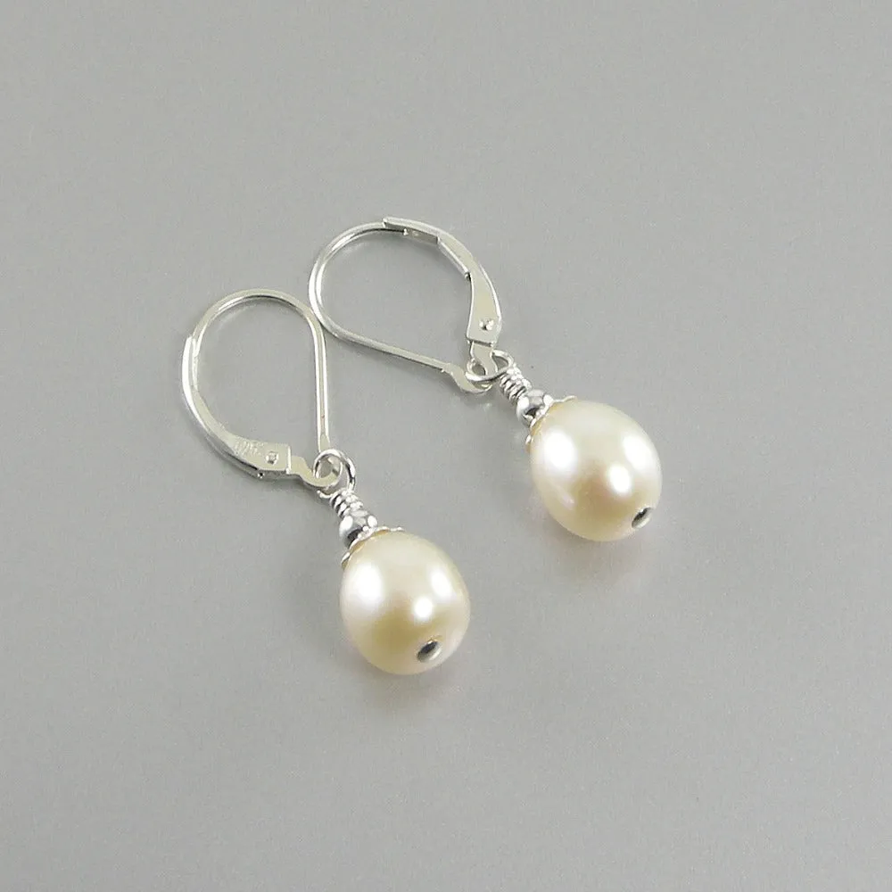 White Freshwater Teardrop Pearl Earrings