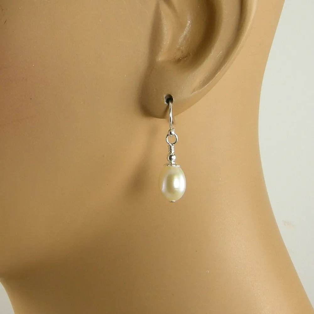 White Freshwater Teardrop Pearl Earrings