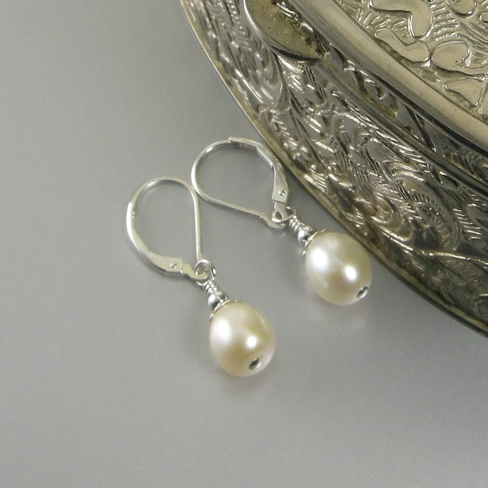 White Freshwater Teardrop Pearl Earrings