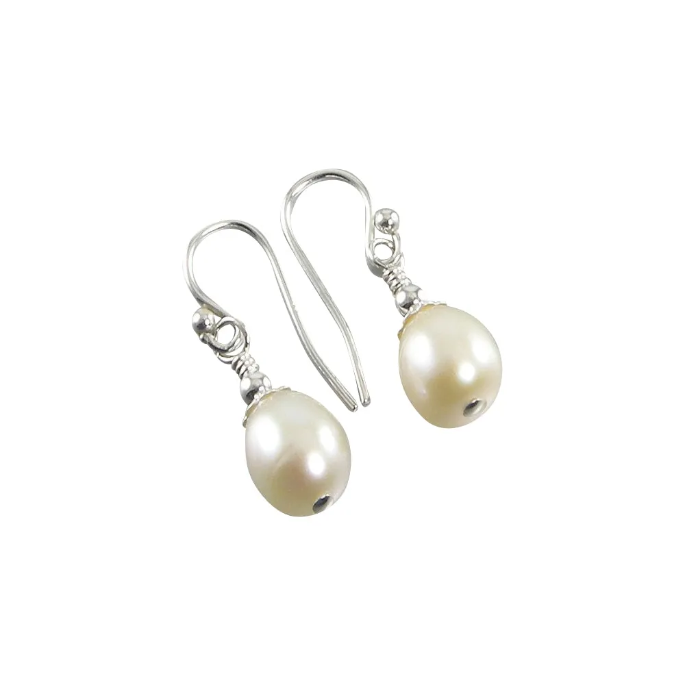 White Freshwater Teardrop Pearl Earrings